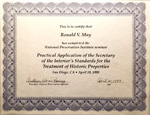 Historic Properties certificate - 1999